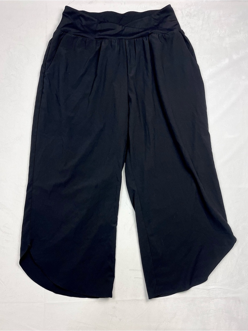 Halara High Waisted Pull On Cropped Wide Leg Pants Black Size XL